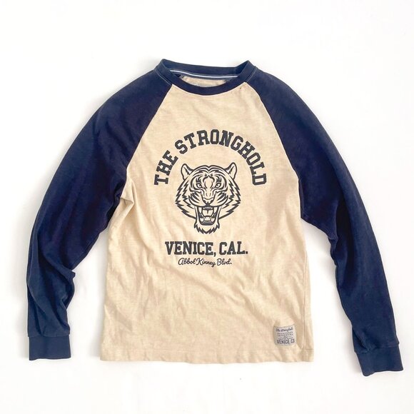 The Stronghold Tiger Graphic Tee Men XS Colorblock Raglan Long Sleeve Venice, CA - Picture 1 of 7